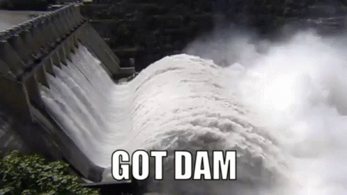 A Picture Of A Dam With The Words Got Dam Written On It GIF
