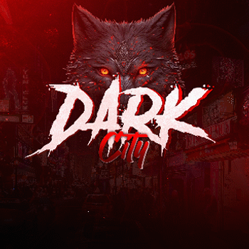 A Picture Of A Dark City Logo With A Wolf GIF