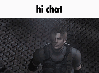 A Picture Of A Dark Room With The Words Hi Chat On The Top GIF