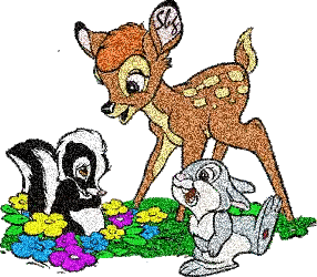 a picture of a deer a skunk and a rabbit