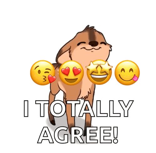 A Picture Of A Deer With Emojis And The Words " I Totally Agree " Below It GIF