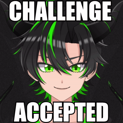 Demon With Challenge Accepted Text GIF