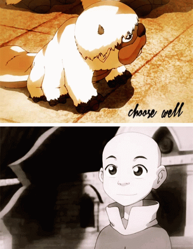 A Picture Of A Dog And A Picture Of A Boy With The Words " Choose Well " On The Bottom GIF