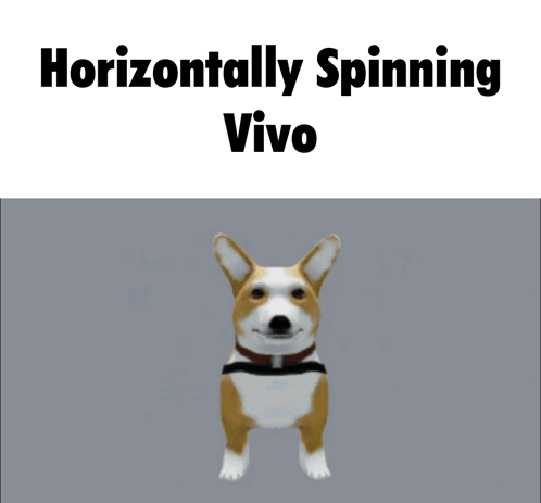 A Picture Of A Dog With The Words Horizontally Spinning Vivo GIF