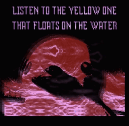 A Picture Of A Dolphin With The Words Listen To The Yellow One That Floats On The Water GIF