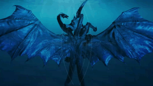 A Picture Of A Dragon In The Water With The Words Gojicenter On The Top GIF