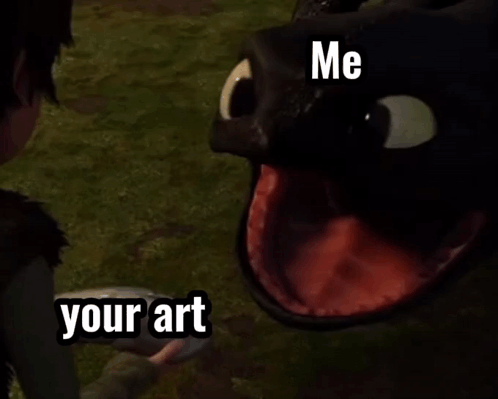 A Picture Of A Dragon With Its Mouth Open And The Words Me Your Art GIF