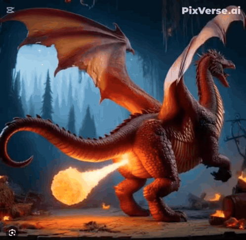 A Picture Of A Dragon With Pixverse.ai Written On The Bottom Right GIF