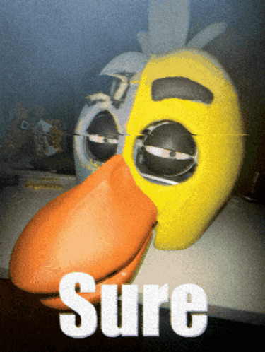 A Picture Of A Duck With The Word Sure Written On It GIF