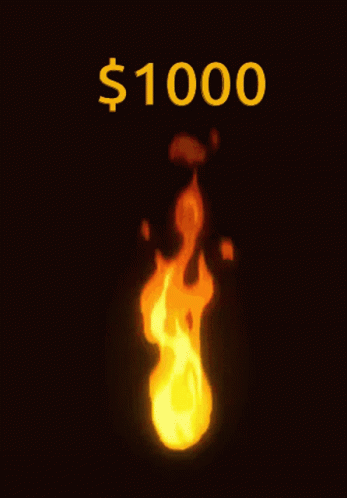 A Picture Of A Fire And The Words $ 1000 GIF