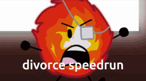 A Picture Of A Fireball With The Words Divorce Speedrun Written Below It GIF