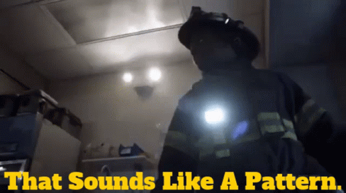 A Picture Of A Fireman With The Words That Sounds Like A Pattern On The Bottom GIF