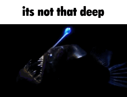 A Picture Of A Fish With The Words " It 'S Not That Deep " On The Bottom GIF