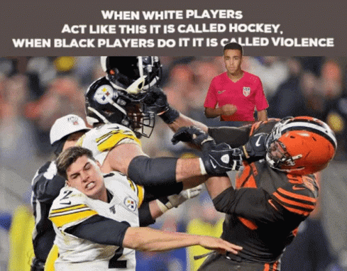 A Picture Of A Football Game With The Caption When White Players Act Like This It Is Hockey GIF