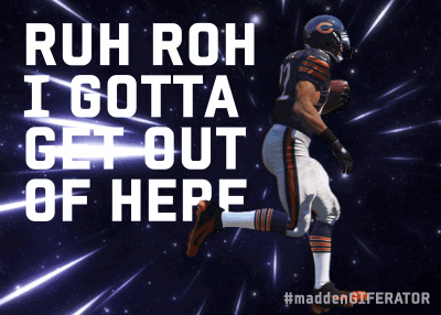 A Picture Of A Football Player With The Words Ruh Roh I Gotta Get Out Of Here GIF