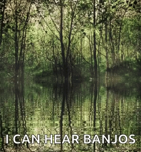 Forest With I Can Hear Banjos Text GIF