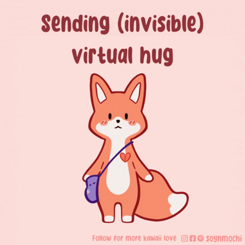A Picture Of A Fox With The Words Sending ( Invisible ) Virtual Hug On It GIF
