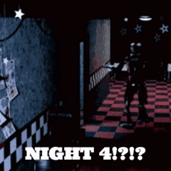 A Picture Of A Foxy From Five Nights At Freddy 'S With The Words Night 4 Written In Red GIF