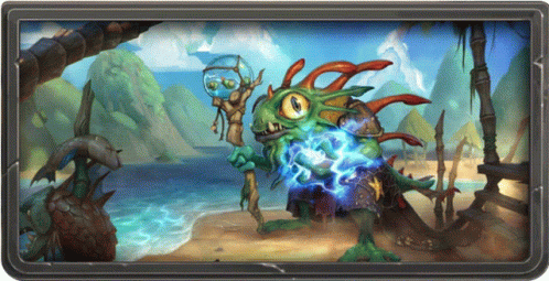 A Picture Of A Frog Holding A Blue Lightning Bolt On A Beach GIF