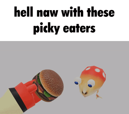 A Picture Of A Frog Holding A Hamburger With The Words Hell Naw With These Picky Eaters GIF