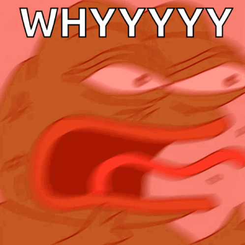 A Picture Of A Frog With Its Mouth Open And The Words Whyyyy Written Below It GIF