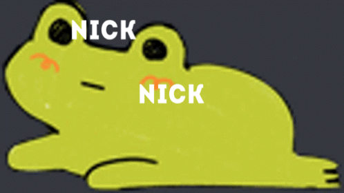 A Picture Of A Frog With Nick Written On It GIF