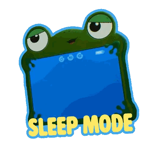 a picture of a frog with the words sleep mode underneath it