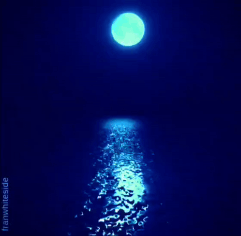 A Picture Of A Full Moon With The Words " Good Night " Below It GIF