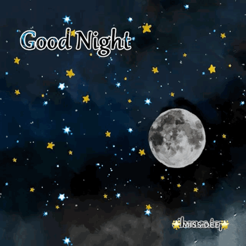 A Picture Of A Full Moon With The Words Good Night Written On It GIF