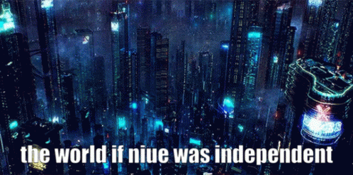 A Picture Of A Futuristic City With The Words " The World If Niue Was Independent " Below It GIF