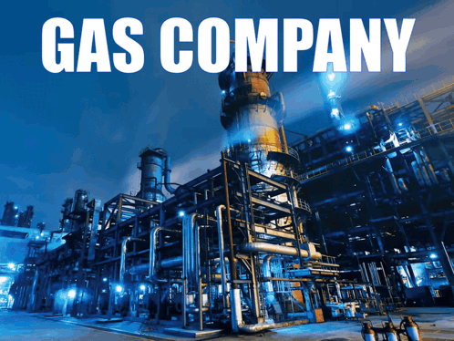 A Picture Of A Gas Company With Smoke Coming Out Of It GIF