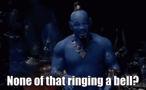 A Picture Of A Genie With The Words None Of That Ringing A Bell GIF