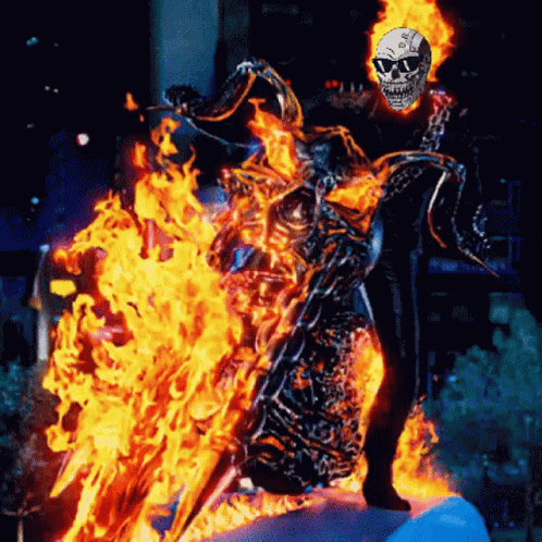 A Picture Of A Ghost Rider Riding A Motorcycle GIF