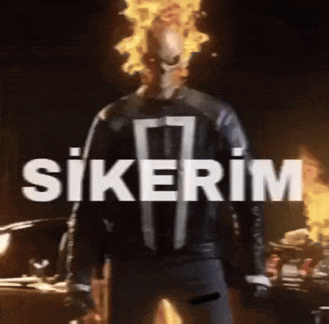 A Picture Of A Ghost Rider With The Word Sikerim On The Bottom Right GIF