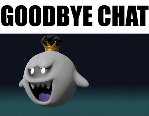 A Picture Of A Ghost With A Crown And The Words Goodbye Chat Above It GIF