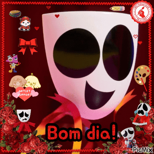 A Picture Of A Ghost With The Words Bom Dia Written Below It GIF