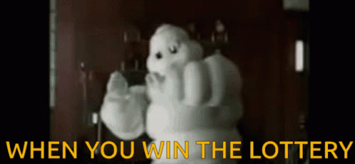 A Picture Of A Ghost With The Words When You Win The Lottery Below It GIF