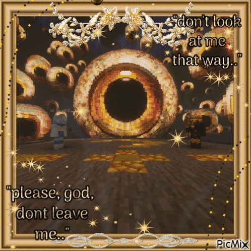 A Picture Of A Giant Eye With The Words " Please God Dont Leave Me " GIF