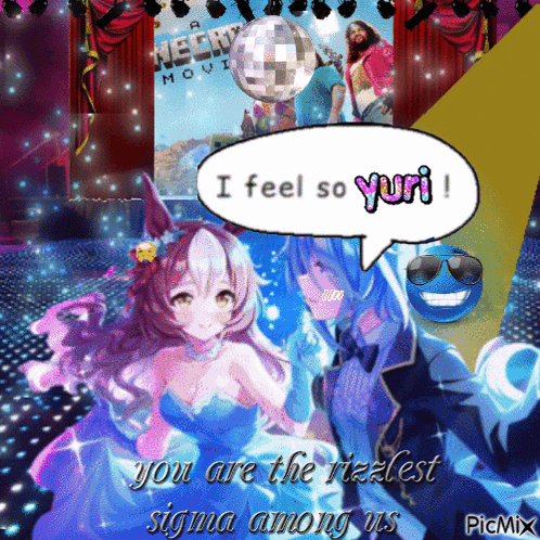 a picture of a girl and a boy with a speech bubble saying i feel so yuri