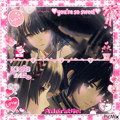 A Picture Of A Girl And A Boy With The Words You 'Re So Sweet GIF