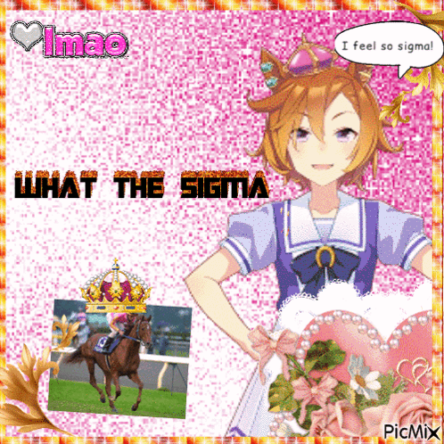 A Picture Of A Girl And A Horse With The Words What The Sigma GIF