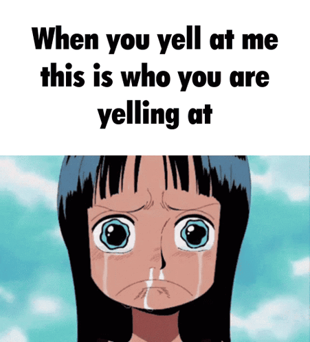 A Picture Of A Girl Crying With A Caption That Says When You Yell At Me GIF