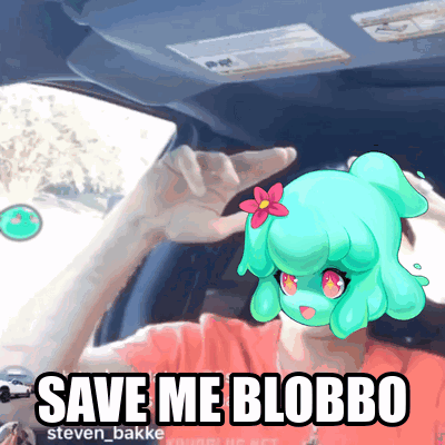 Girl In Car With Save Me Blobbo Caption GIF