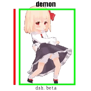 a picture of a girl in a dress with the word demon on it