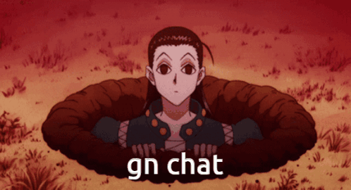 a picture of a girl in a hole with the words gn chat written below her