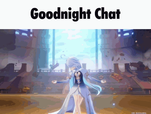 A Picture Of A Girl In A White Dress With The Words Goodnight Chat Above Her GIF