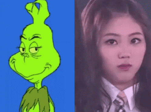 A Picture Of A Girl Next To A Picture Of A Cartoon Character . GIF