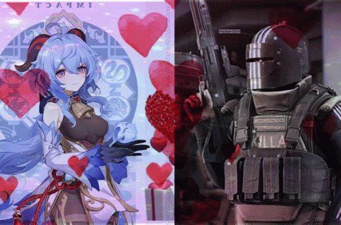 A Picture Of A Girl Next To A Picture Of A Man Holding A Gun GIF