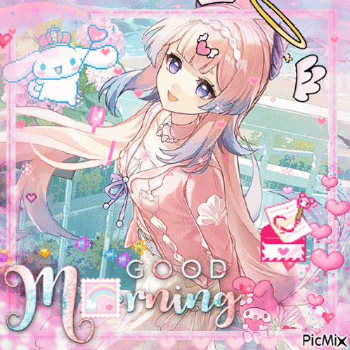 a picture of a girl says good morning