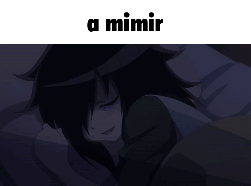 A Picture Of A Girl Sleeping With The Words " A Mimir " Above Her GIF